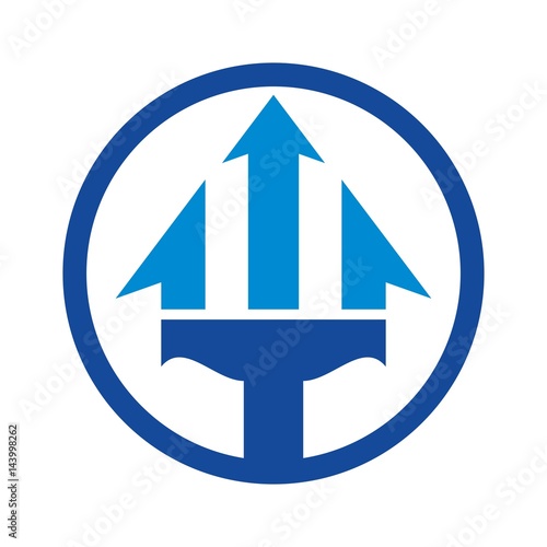 Neptune trident logo. letter T.