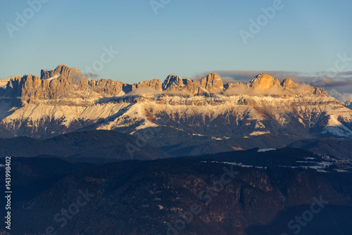 Sunrise on Rosengarten-Catinaccio, South Tyrol, Italy. photo