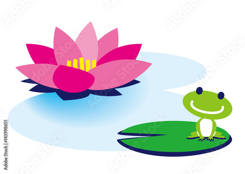 睡蓮とカエル