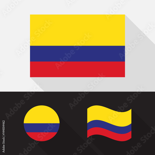 Set of Colombia flag flat design vector illustration