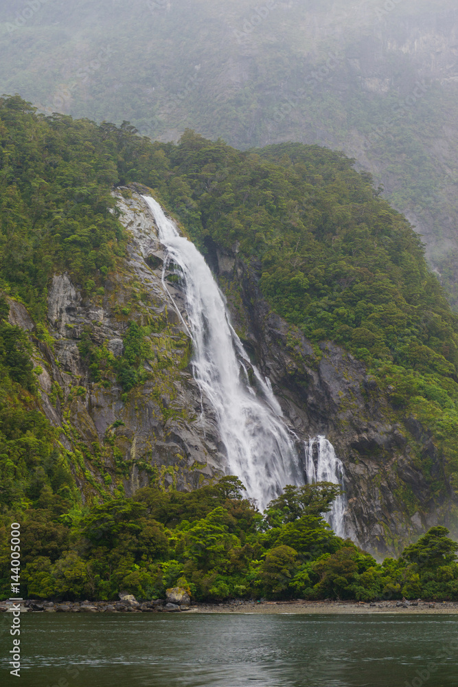 Stirling Waterfalls , Milford Sound, Fiordland, South Island of New Zealand Stirling Waterfalls , Milford Sound, Fiordland, South Island of New Zealand