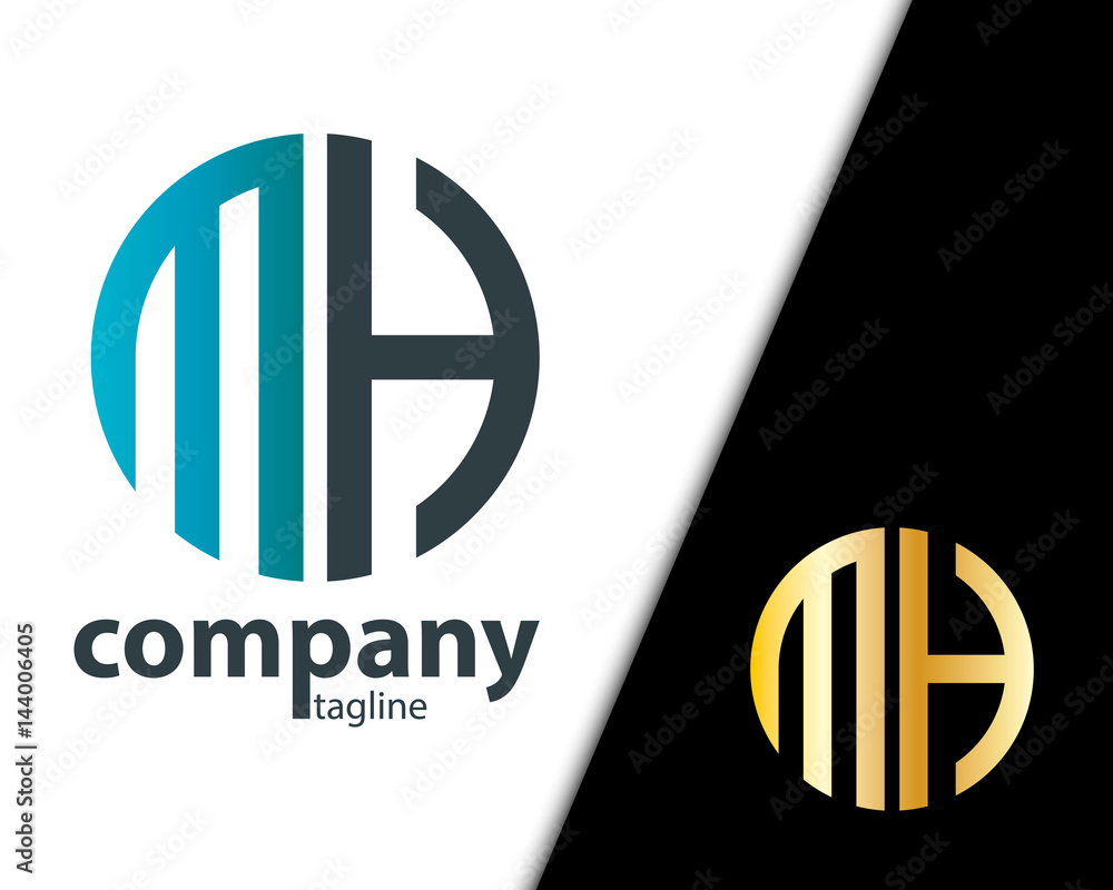 Initial Letter MH With Linked Circle Logo Initial Letter MH With Linked Circle Logo