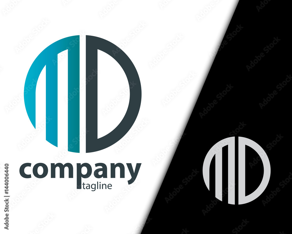 Initial Letter MD With Linked Circle Logo Initial Letter MD With Linked Circle Logo