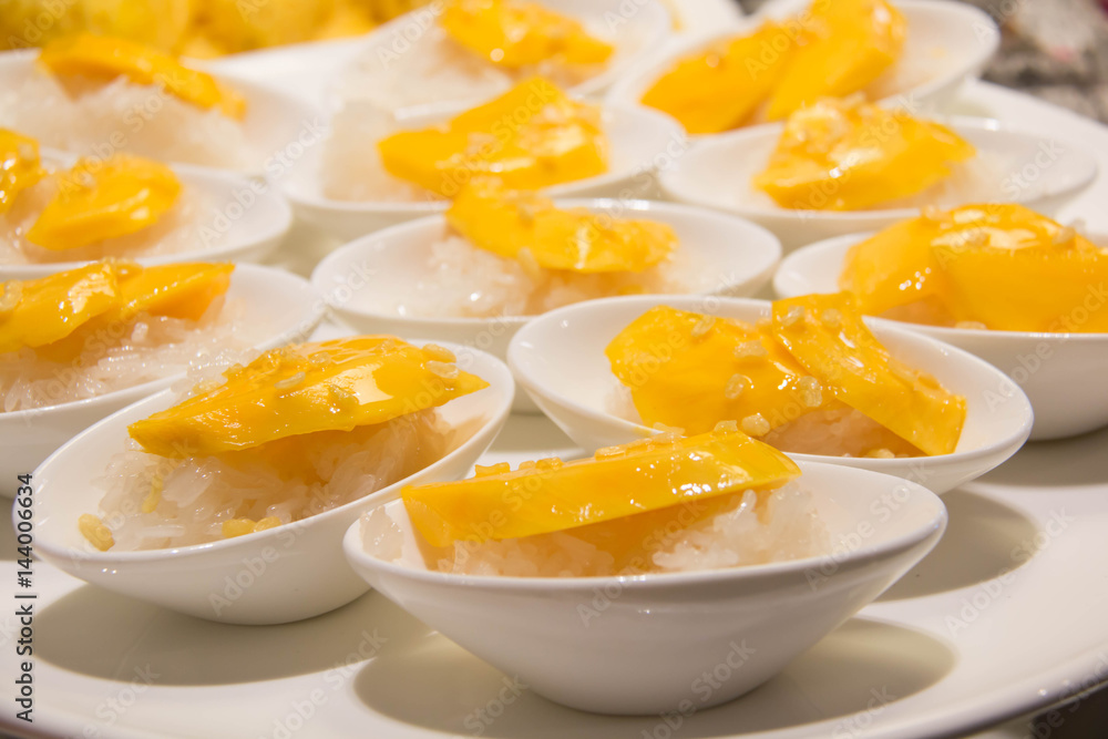 Sticky Rice with Mango close up Sticky Rice with Mango close up