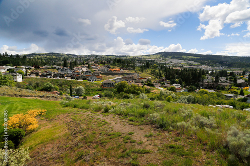 Village top view with mountain and cloud 