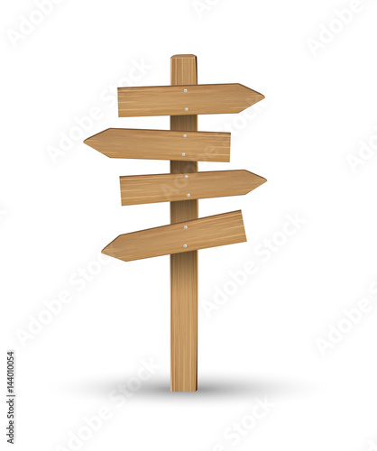 wood direction signs on a white background