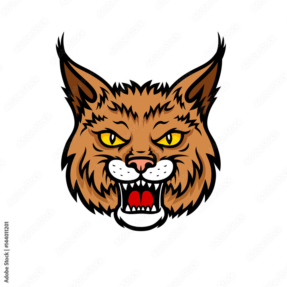 Naklejka premium Bobcat lynx head muzzle vector mascot icon