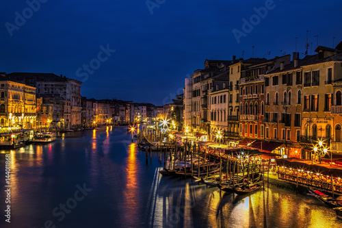 Looking out from Venice s Rialto Bridge at twilight