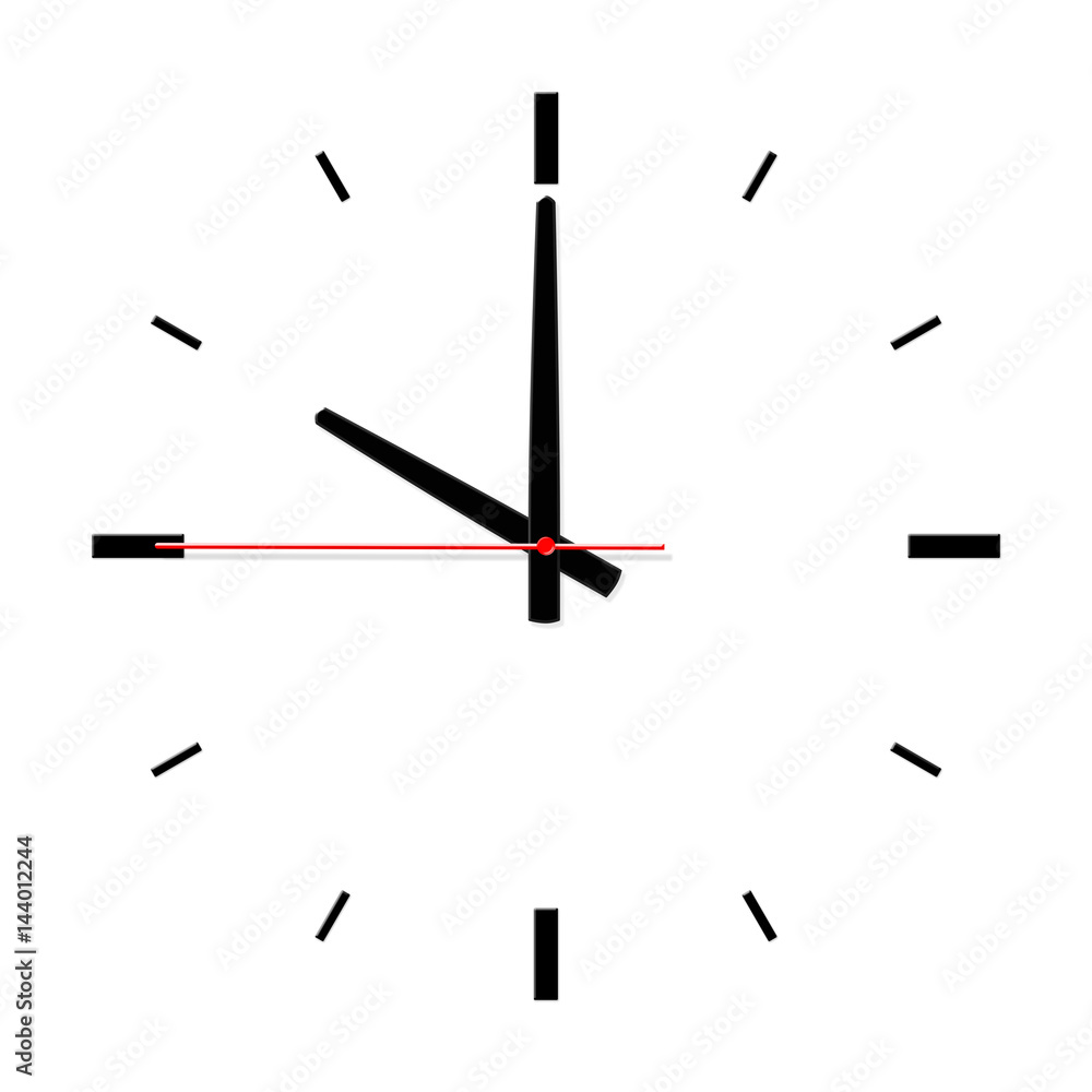 Clock without numbers with shadows isolated on white background. 3D illustration. Clock without numbers with shadows isolated on white background. 3D illustration.