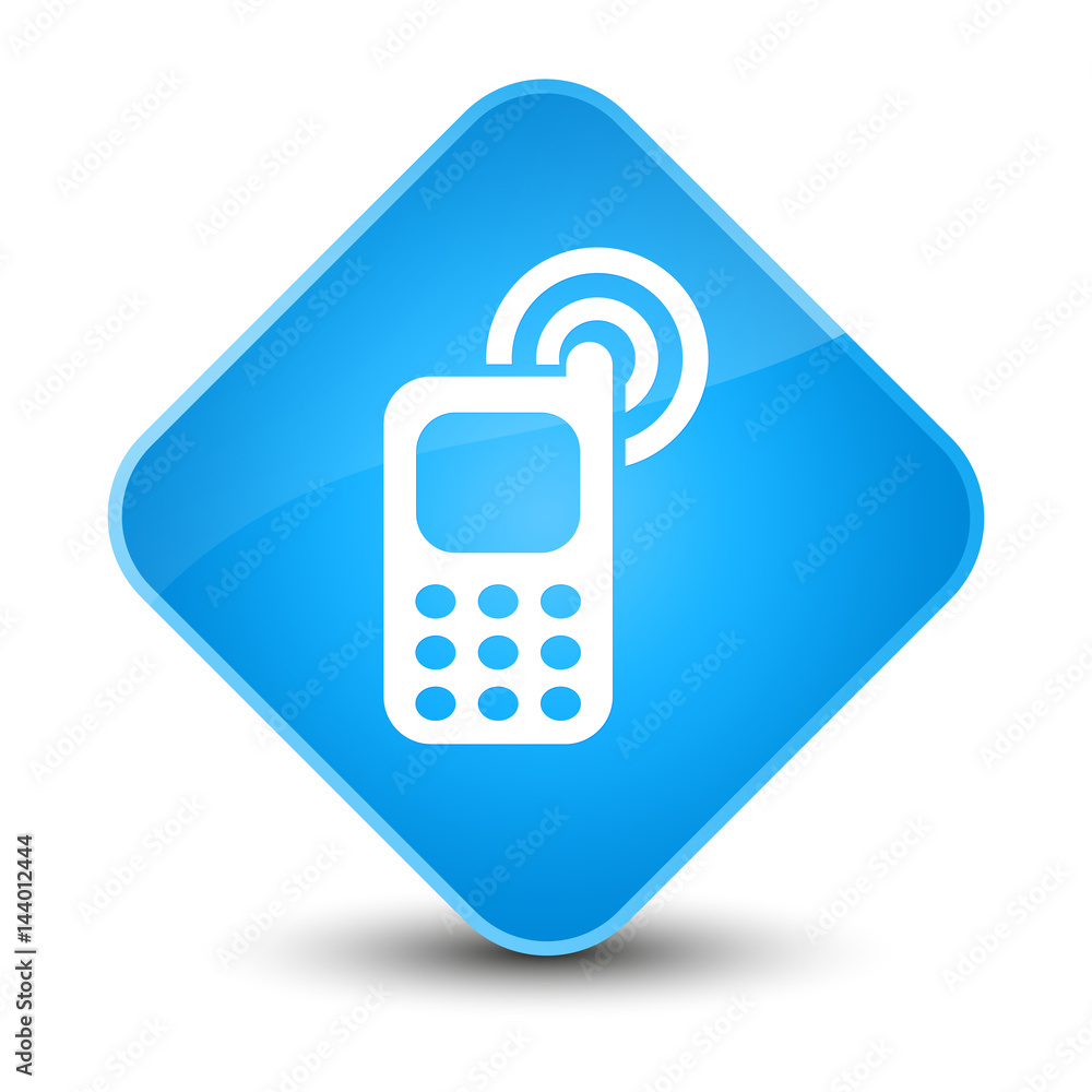Cellphone ringing icon elegant cyan blue diamond button Cellphone ringing icon elegant cyan blue diamond button
