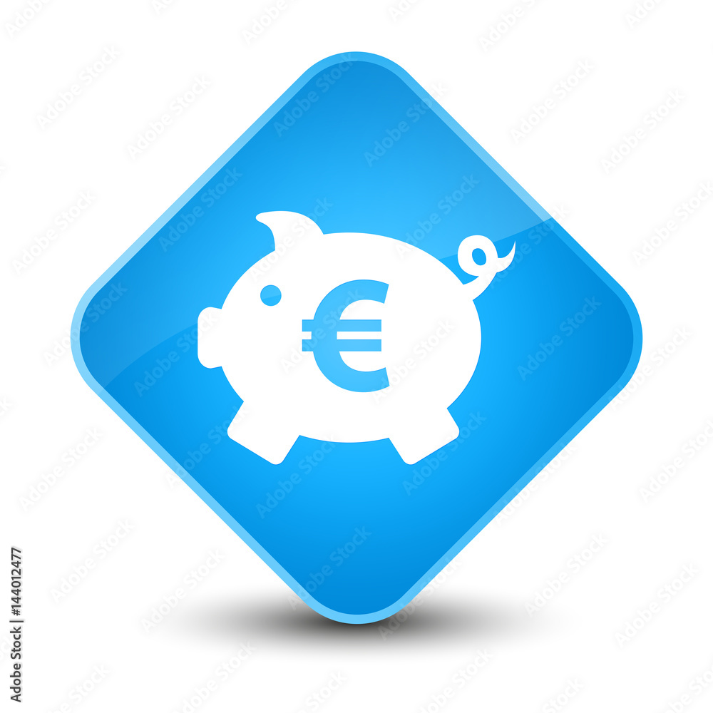 Piggy bank euro sign icon elegant cyan blue diamond button Piggy bank euro sign icon elegant cyan blue diamond button
