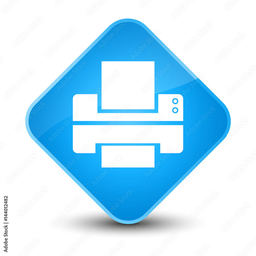 Printer icon elegant cyan blue diamond button Printer icon elegant cyan blue diamond button