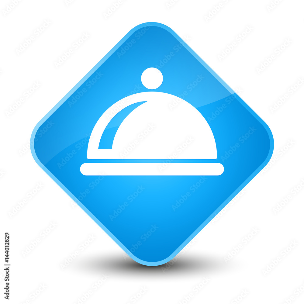Food dish icon elegant cyan blue diamond button Food dish icon elegant cyan blue diamond button
