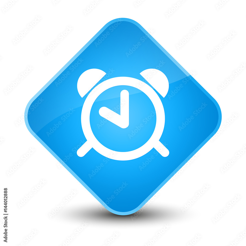 Alarm clock icon elegant cyan blue diamond button Alarm clock icon elegant cyan blue diamond button