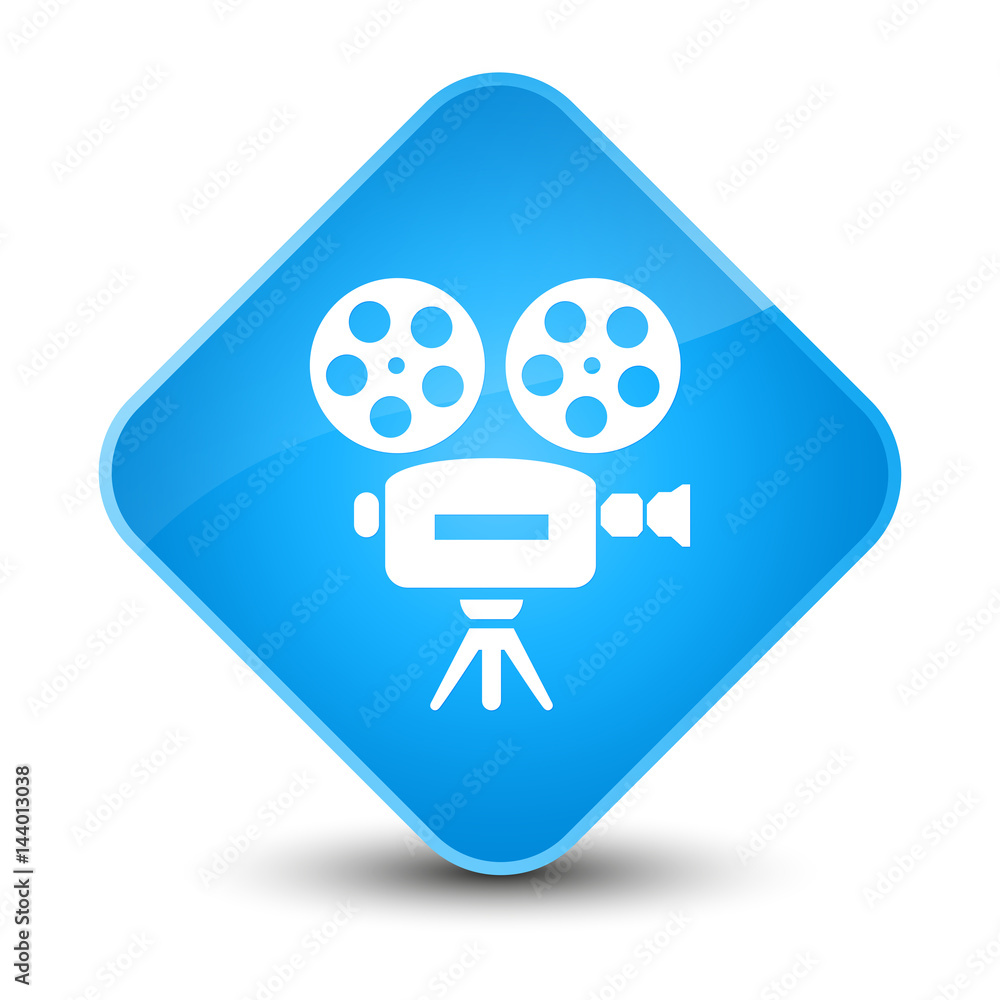 Video camera icon elegant cyan blue diamond button Video camera icon elegant cyan blue diamond button