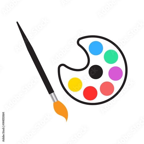 paint brush and color palette icon isolated vector