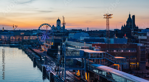 Wonderful evening cityscape of Helsinki