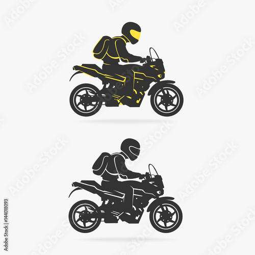 Biker Riding Motorcycle Vector Illustration