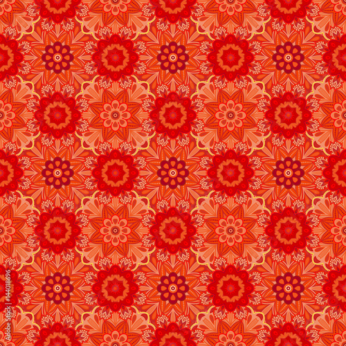 Oriental red pattern of mandalas. Vector rich ornament with floral elements. Template for textile  carpet  shawl.