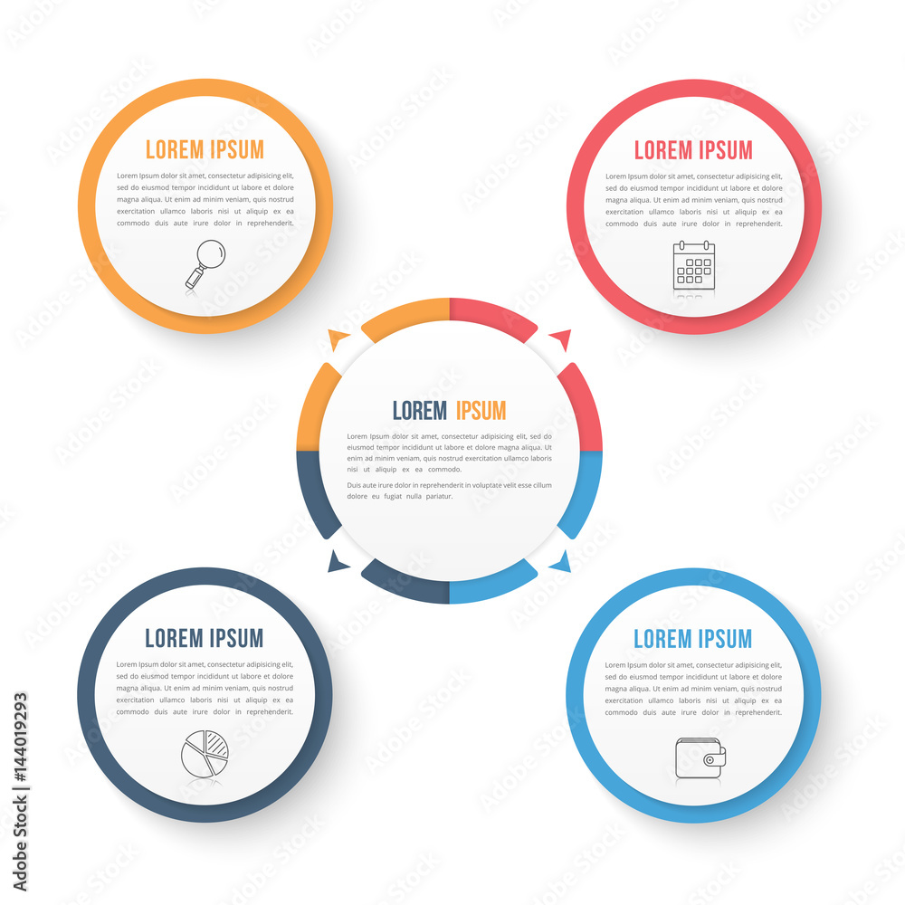 Circle Infographic Template with Four Elements Circle Infographic Template with Four Elements