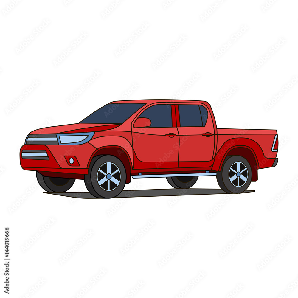 red Pickup truck vector illustration