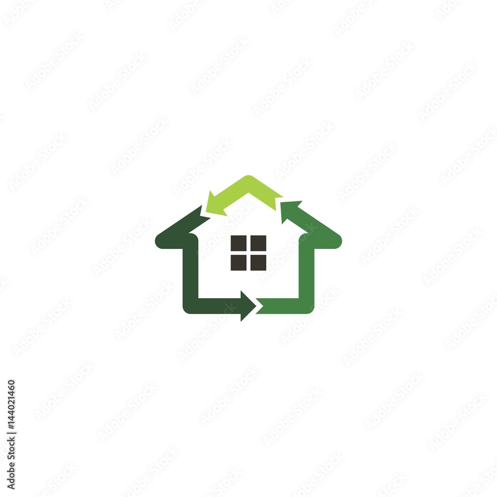 abstract ICON GREEN RECYCLE HOUSE WITH ARROW abstract ICON GREEN RECYCLE HOUSE WITH ARROW