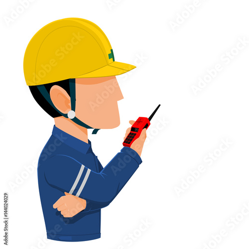  A worker using transceiver
