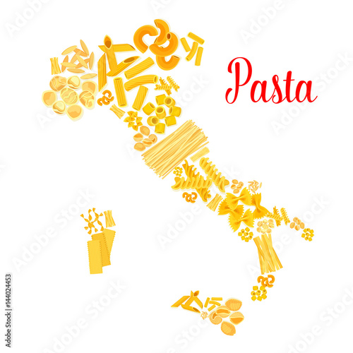Pasta or italian macaroni vector Italy map