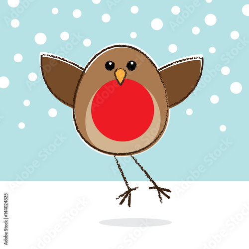 Robin Flying Through the Snow