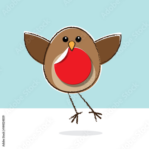 Flying Robin with Red Paper Dot
