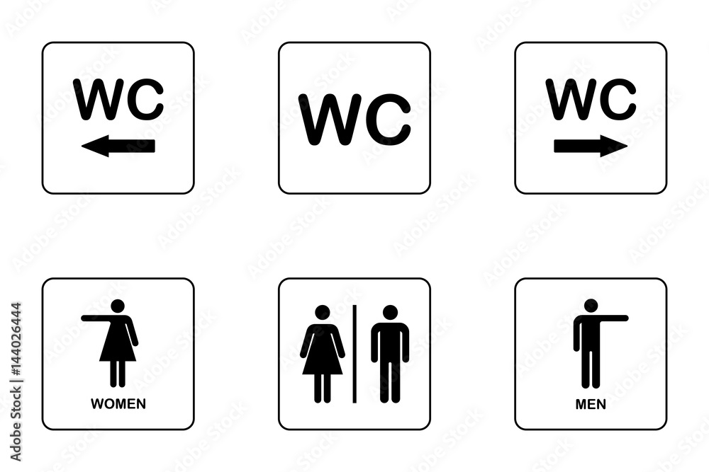 WC / Toilet door plate icon set. Men and women WC sign for restroom. WC Icon Vector WC / Toilet door plate icon set. Men and women WC sign for restroom. WC Icon Vector