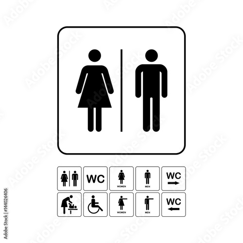 Wallpaper Mural WC / Toilet door plate icon set. Men and women WC sign for restroom. WC Icon Vector Torontodigital.ca