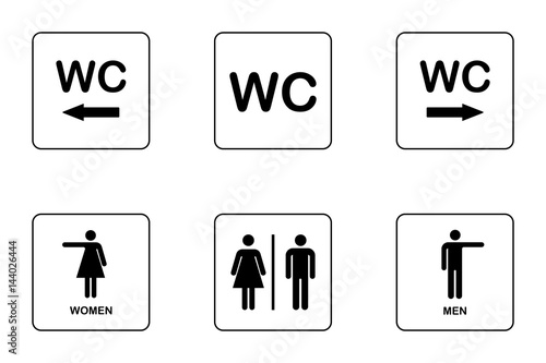 WC / Toilet door plate icon set. Men and women WC sign for restroom. WC Icon Vector