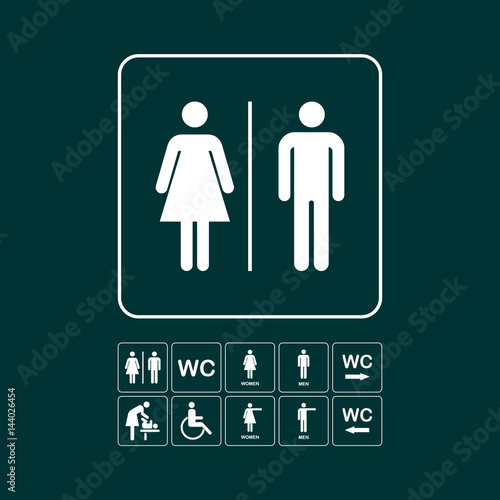 WC / Toilet door plate icon set. Men and women WC sign for restroom. WC Icon Vector