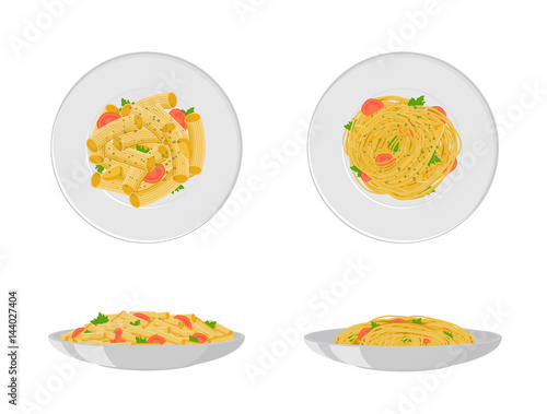 Set of italian pasta spaghetti and penne