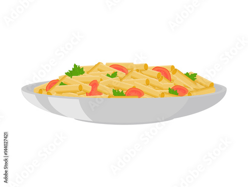 Pasta with tomatos on a plate