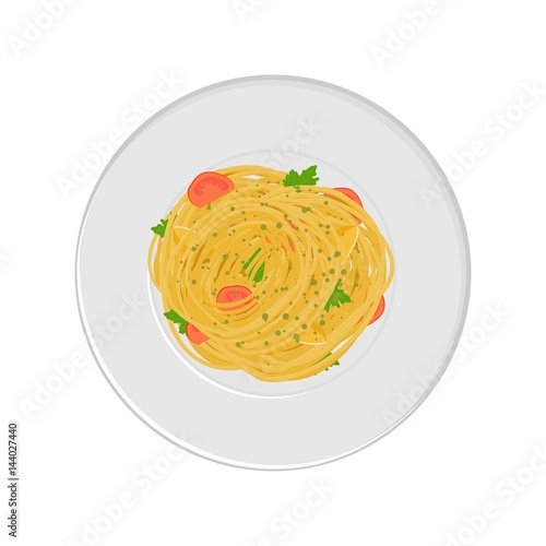 Vector illustration spaghetti pasta with tomatos