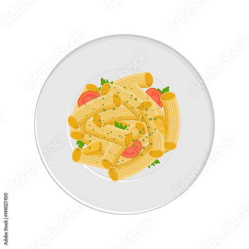 Pasta on a plate vector illustration