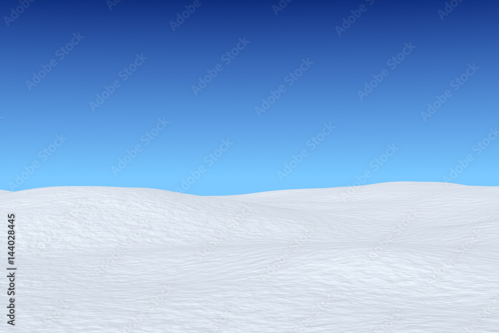 Naklejka premium Snowy field under blue sky