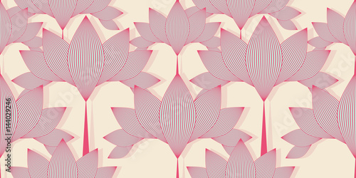Asian style floral banner with lotus in ivory and pink
