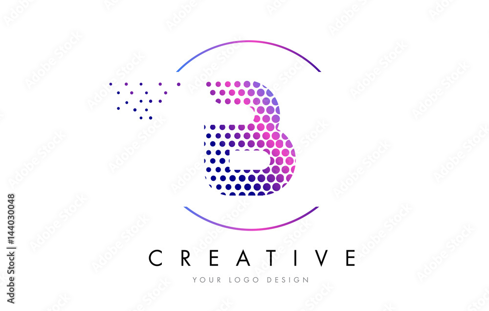 Obraz premium B Pink Magenta Dotted Bubble Letter Logo Design Vector