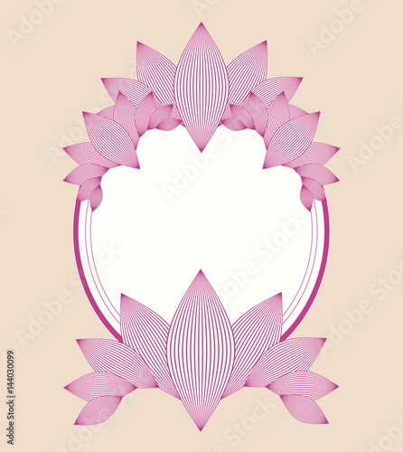 vintage style oval frame with lily flowers in ivory and pink