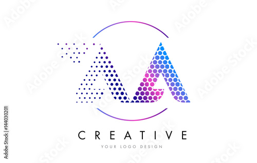 AA A Pink Magenta Dotted Bubble Letter Logo Design Vector