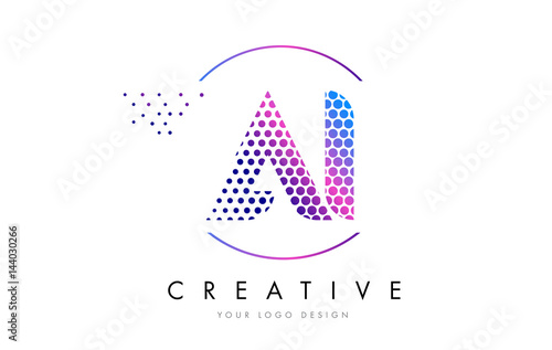 AI A I Pink Magenta Dotted Bubble Letter Logo Design Vector