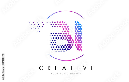 BI B I Pink Magenta Dotted Bubble Letter Logo Design Vector