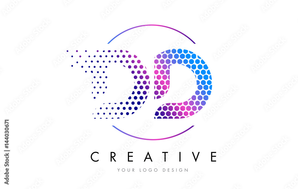 Fototapeta premium DD D D Pink Magenta Dotted Bubble Letter Logo Design Vector