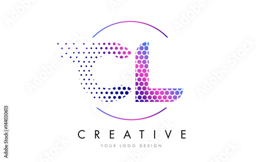 CL C L Pink Magenta Dotted Bubble Letter Logo Design Vector