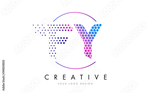 FY F Y Pink Magenta Dotted Bubble Letter Logo Design Vector
