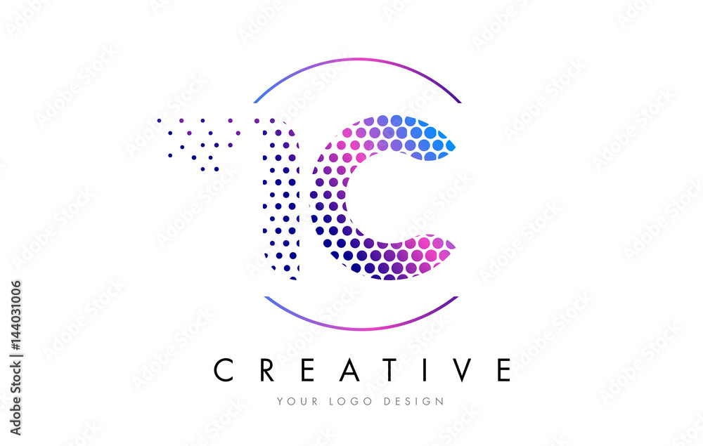 Fototapeta premium IC I C Pink Magenta Dotted Bubble Letter Logo Design Vector