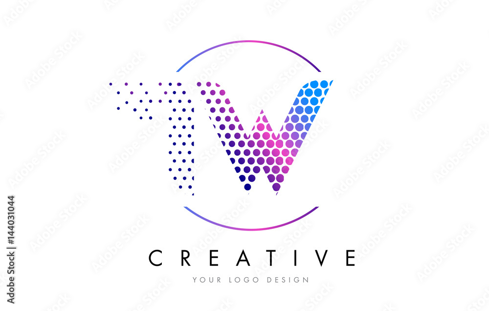 IW I W Pink Magenta Dotted Bubble Letter Logo Design Vector